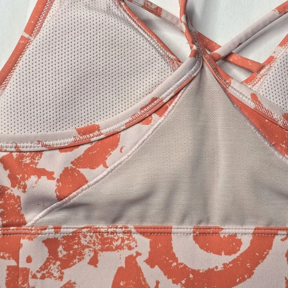 Nike Sports Bra Womens XS Orange Pink Abstract Dri-FIT Indy Light Support Active